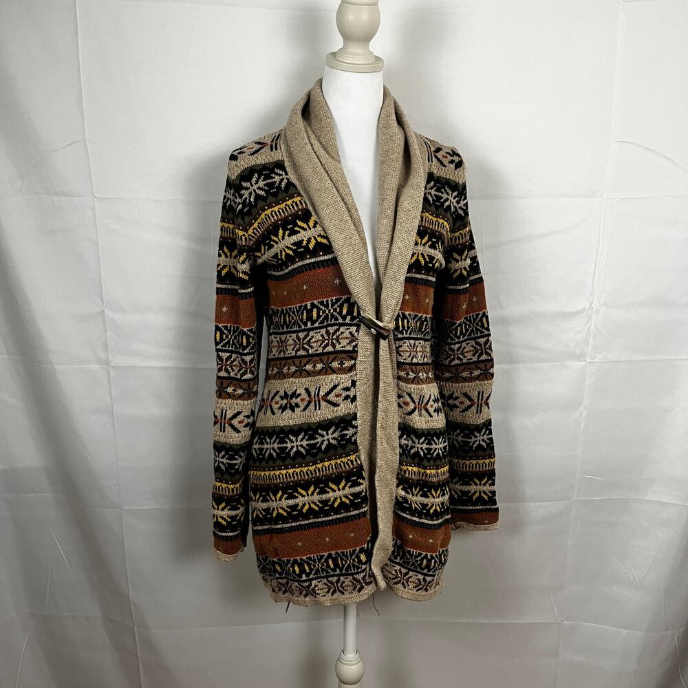 H&M L.O.G.G. Fair Isle Shawl Cardigan - M